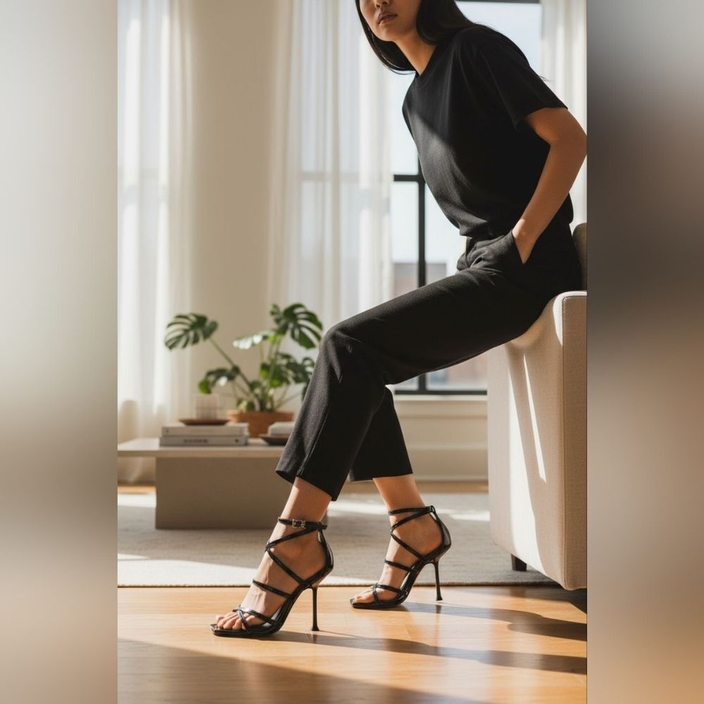 Michael Kors NEW Imani BLACK Patent leather Sandals Size 9 - Picture 2 of 7
